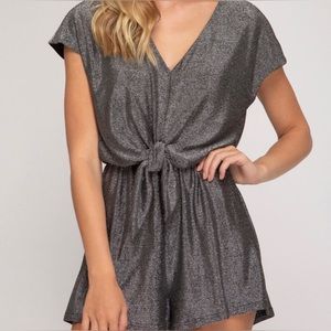 Grey Shimmer Romper | Large 🪩